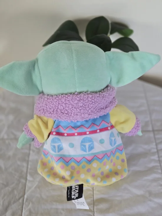 Star Wars Easter Baby Yoda Plush in Mint Green with Pastel Outfit - Picture 3 of 4